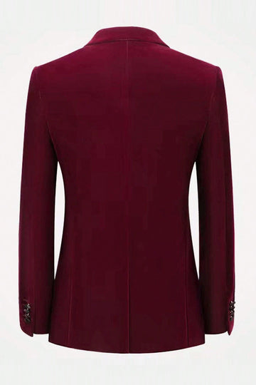 Burgunder Velvet Single Breasted menn Blazer